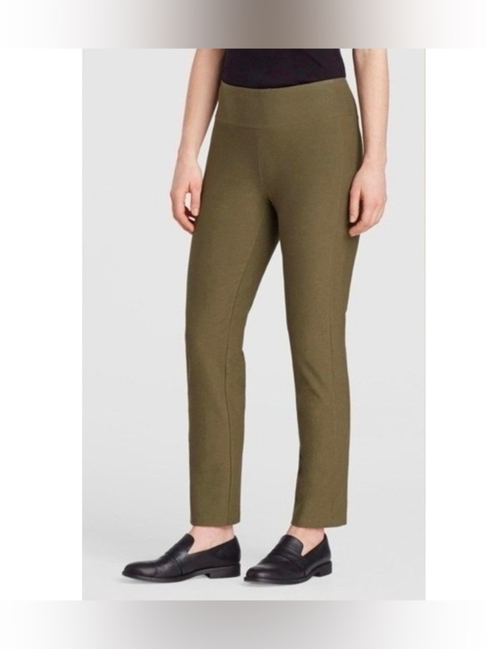Eileen Fisher Washable Stretch Crepe Slim Knit Trouser Pants Size Medium Petite